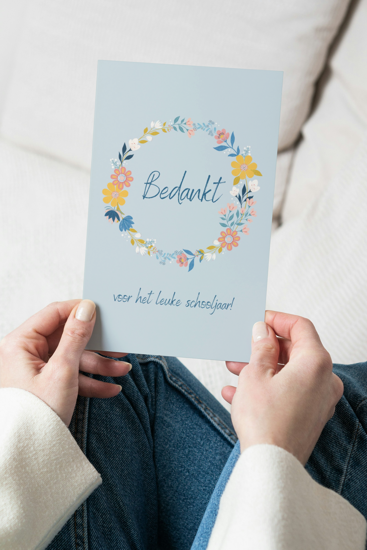 Kaart "Bedankt voor het leuke schooljaar!" in Sunny Petals print