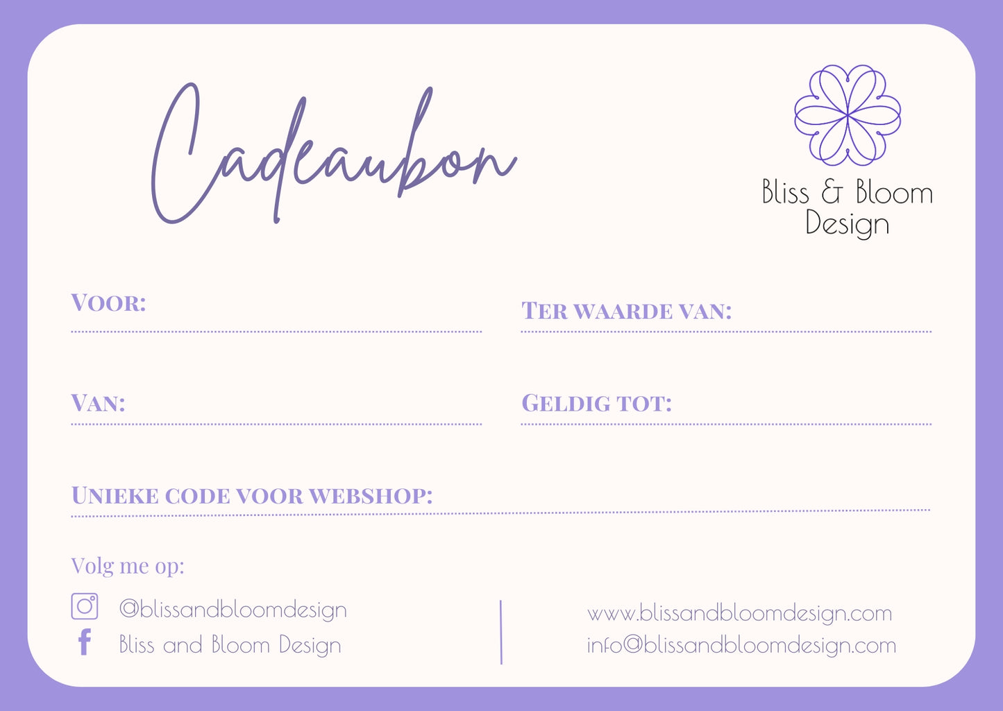 Cadeaubon Bliss and Bloom Design