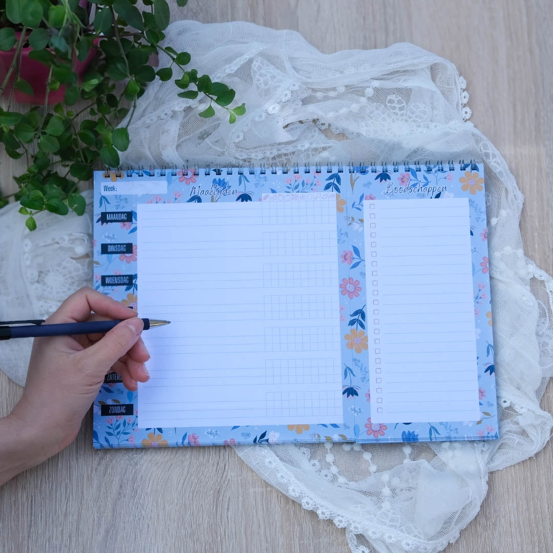 Set Maaltijdplanner en Weekplanner in Sunny Petals print