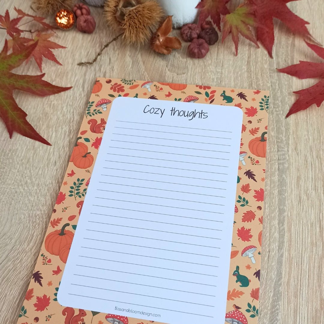 Notitieblok A5 "Cozy thoughts" in Cozy fall print