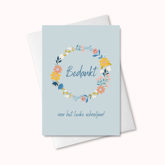 Kaart "Bedankt voor het leuke schooljaar!" in Sunny Petals print