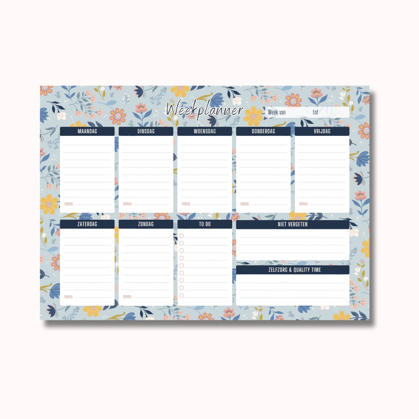 Weekplanner A4 in Sunny Petals print