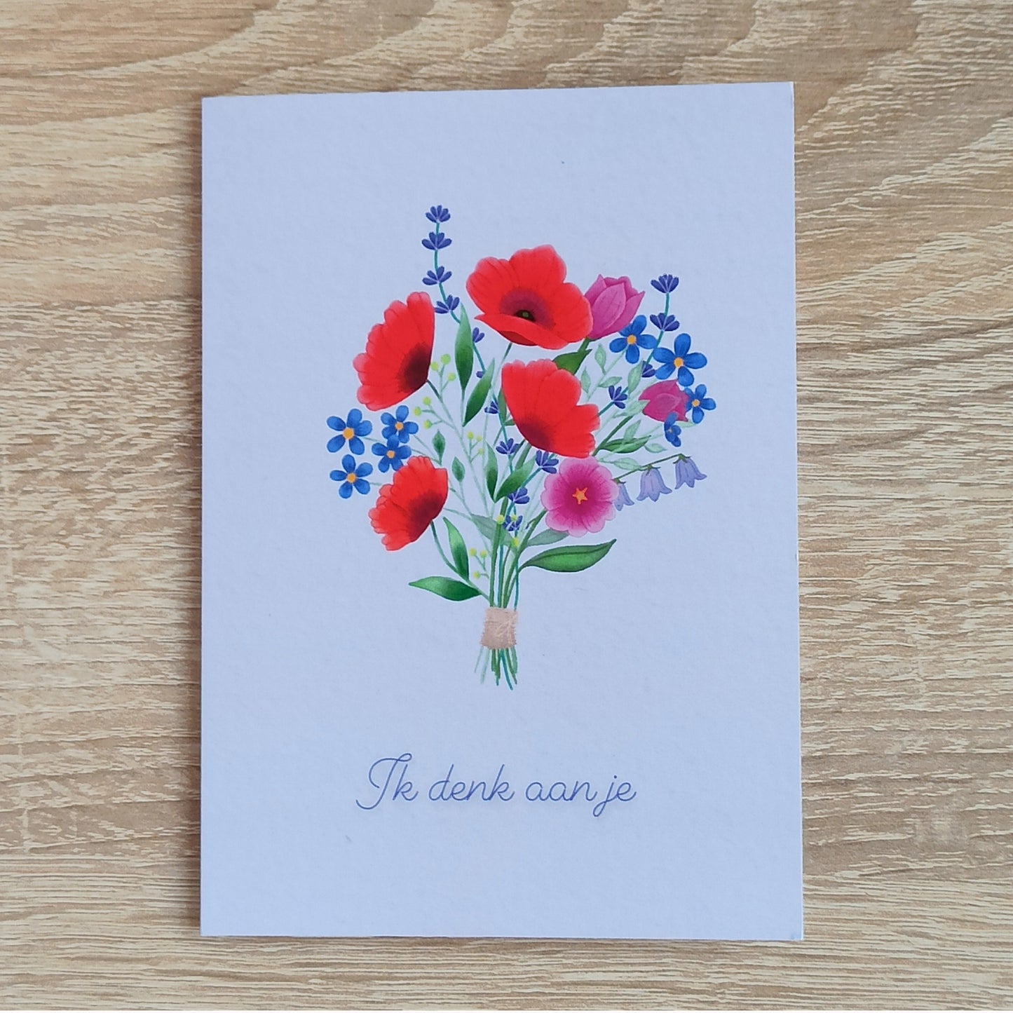 Kaart Boeket bloemen "Ik denk aan je"