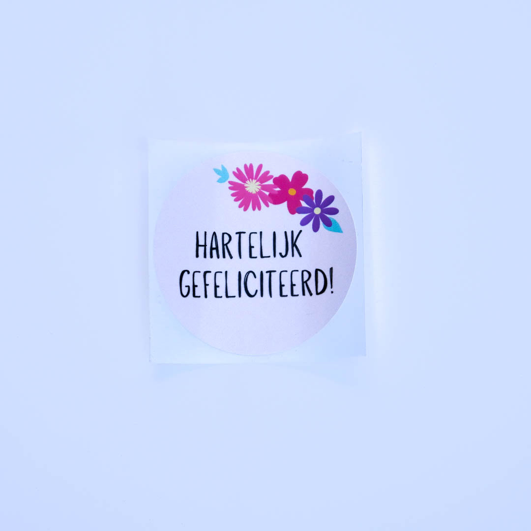 Sticker "Hartelijk Gefeliciteerd" (10 stuks)