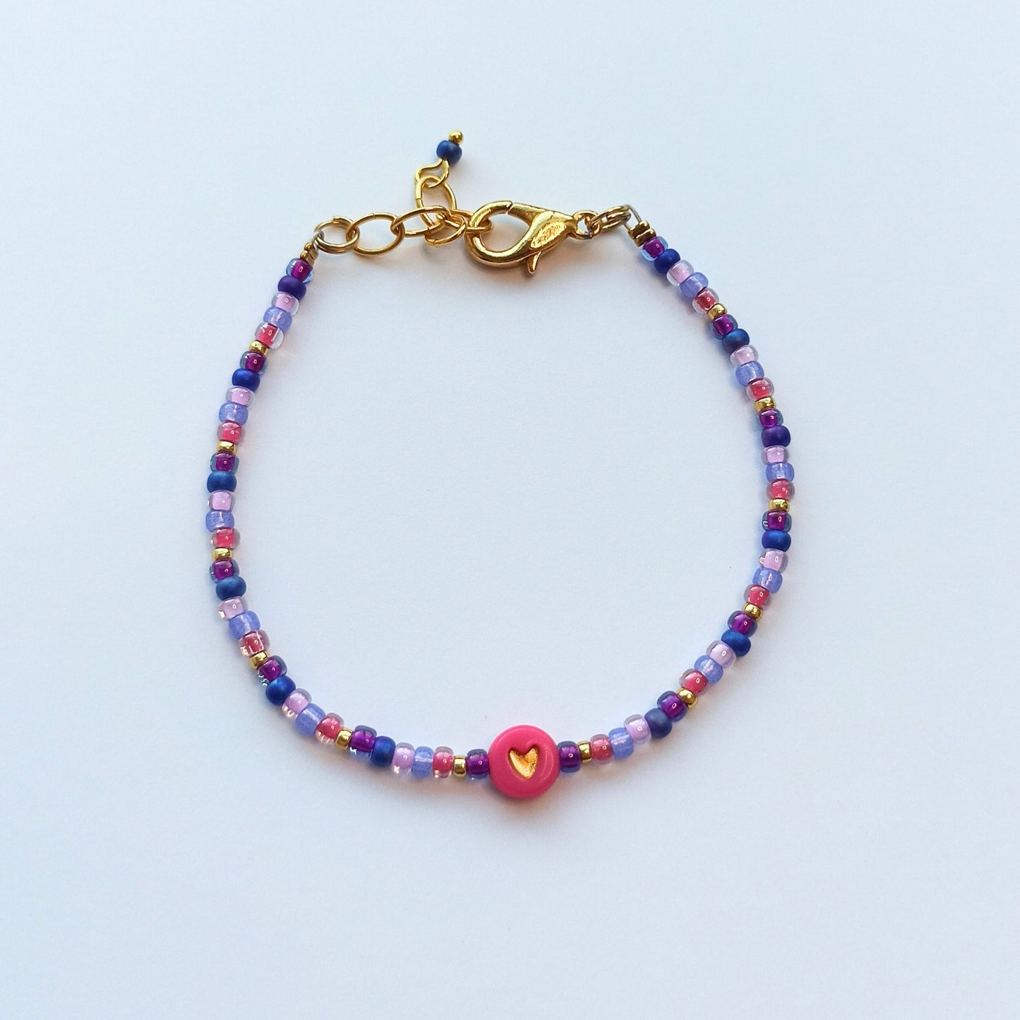 Sweetheart fijne armband met rocailles Paars fuchsia lila goud
