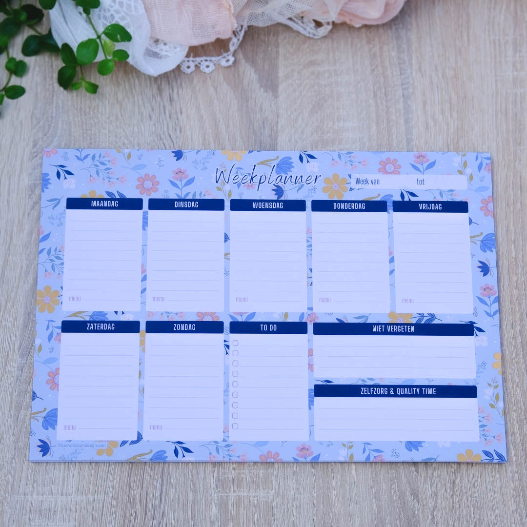 Set Maaltijdplanner en Weekplanner in Sunny Petals print