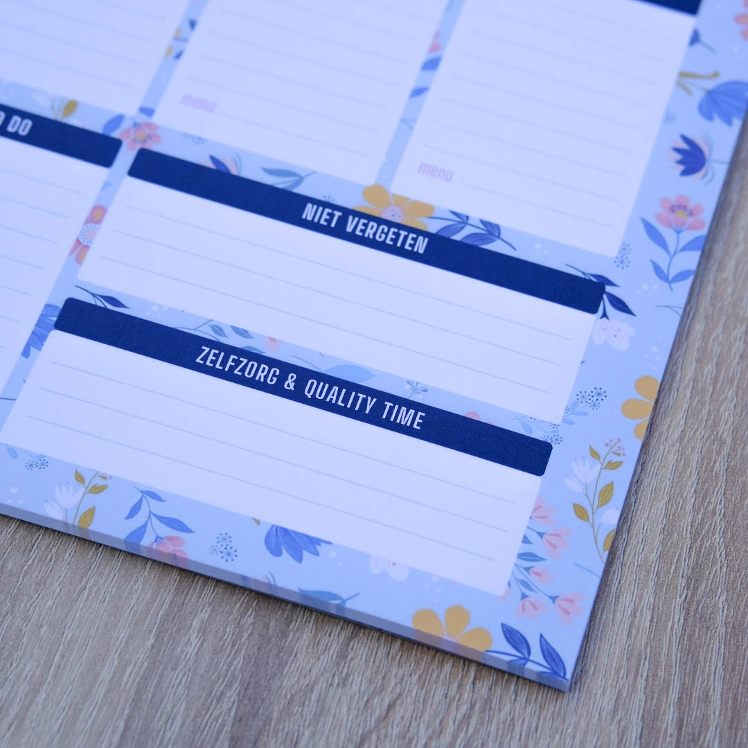 Set Maaltijdplanner en Weekplanner in Sunny Petals print