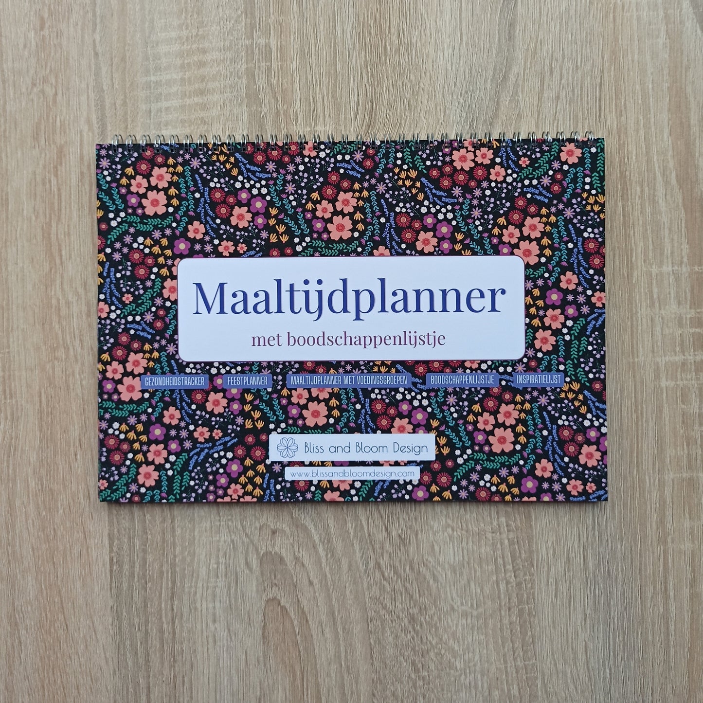 Cover maaltijdplanner met boodschappenlijstje in Midnight Garden print