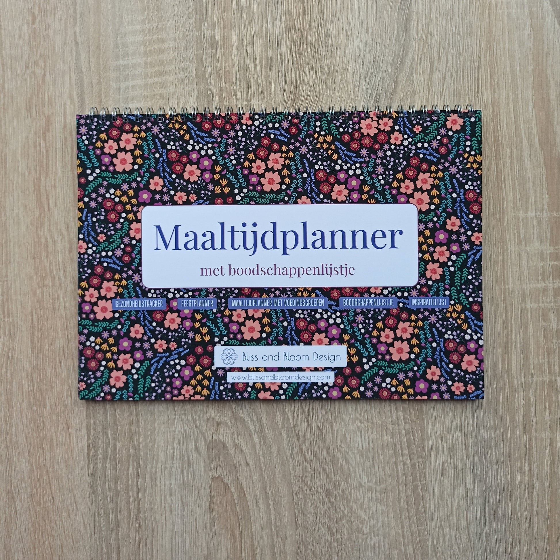 Cover maaltijdplanner met boodschappenlijstje in Midnight Garden print