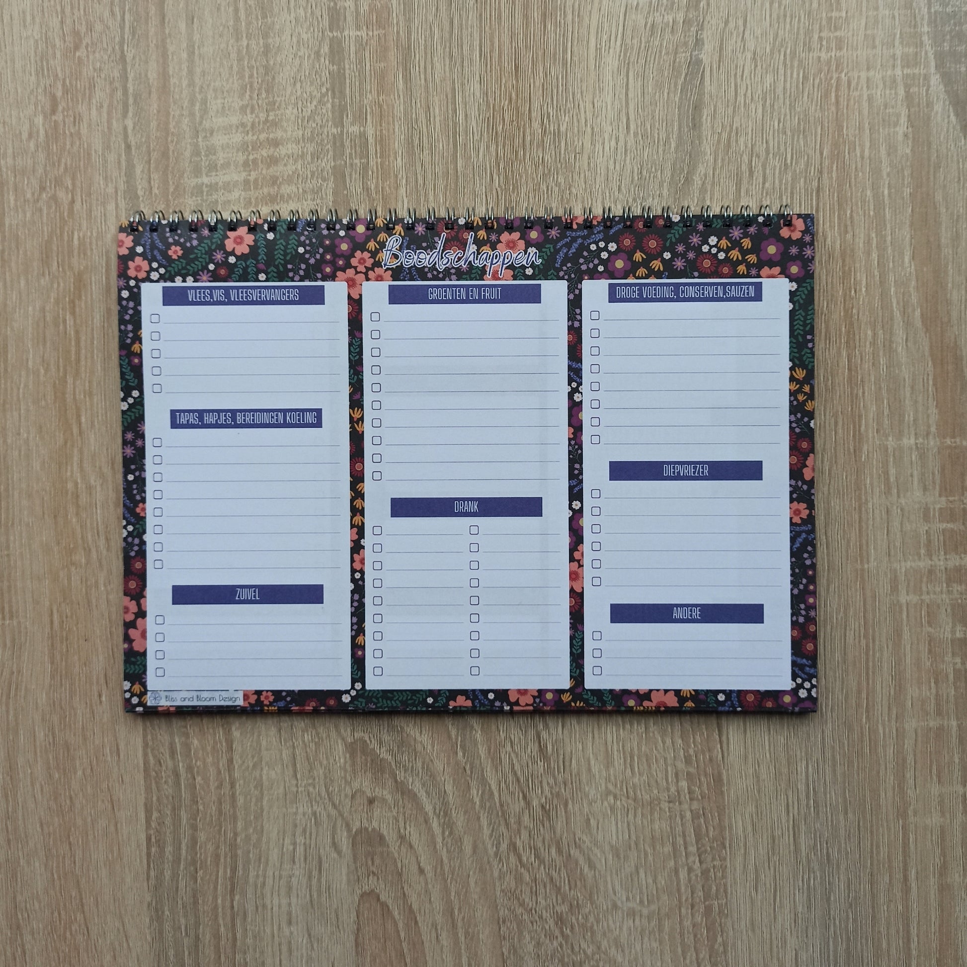 Boodschappenlijst voor het plannen van feestjes ingedeeld per voedselcategorie om gemakkelijk te gaan winkelen. 
