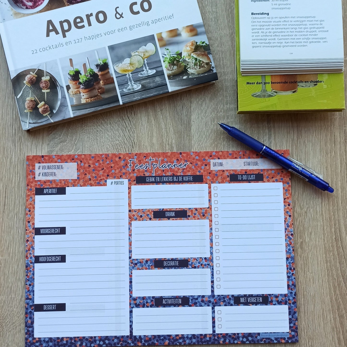 Set Maaltijdplanner met Feestplanner in Crazy Dots print