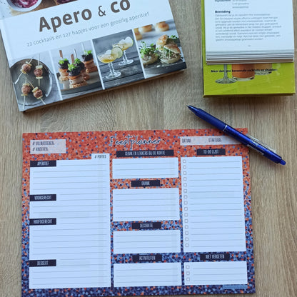 Set Maaltijdplanner met Feestplanner in Crazy Dots print