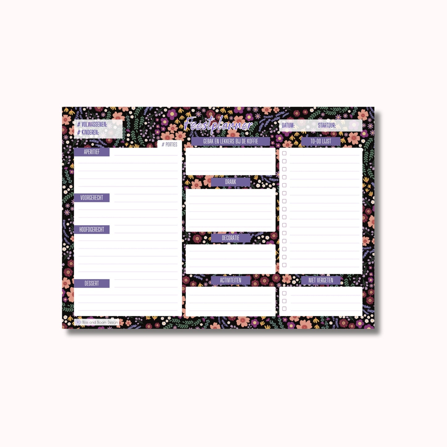 Feestplanner Midnight Garden Print