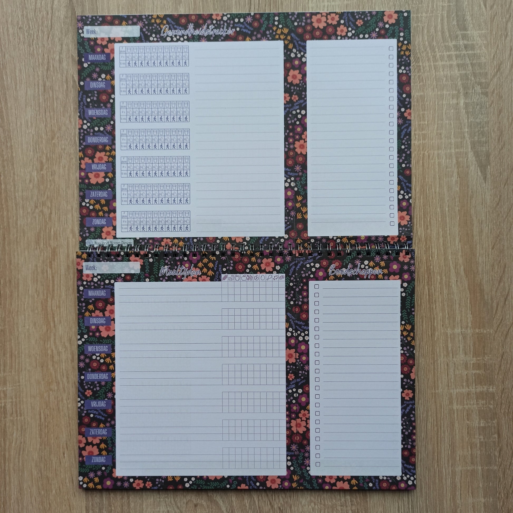 De ultieme en complete maaltijdplanner met gezondheidstracker en registratie van voedselcategorieën. Afscheurbaar boodschappenlijstje