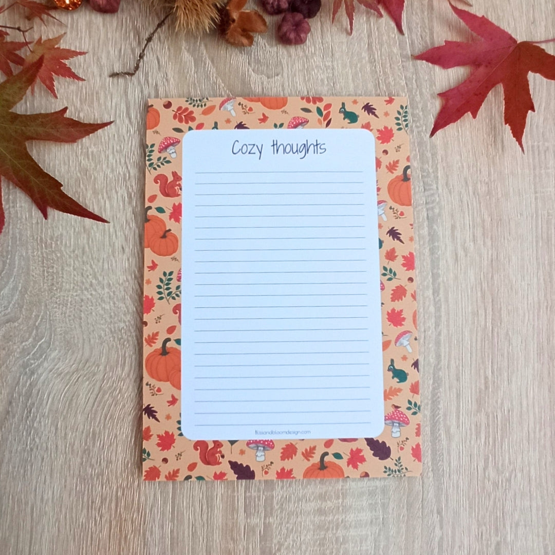 Notitieblok A5 "Cozy thoughts" in Cozy fall print
