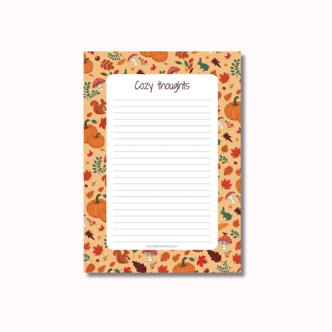 Notitieblok A5 "Cozy thoughts" in Cozy fall print