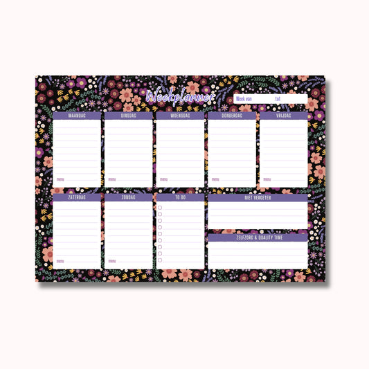 Weekplanner A4 in Midnight Garden print