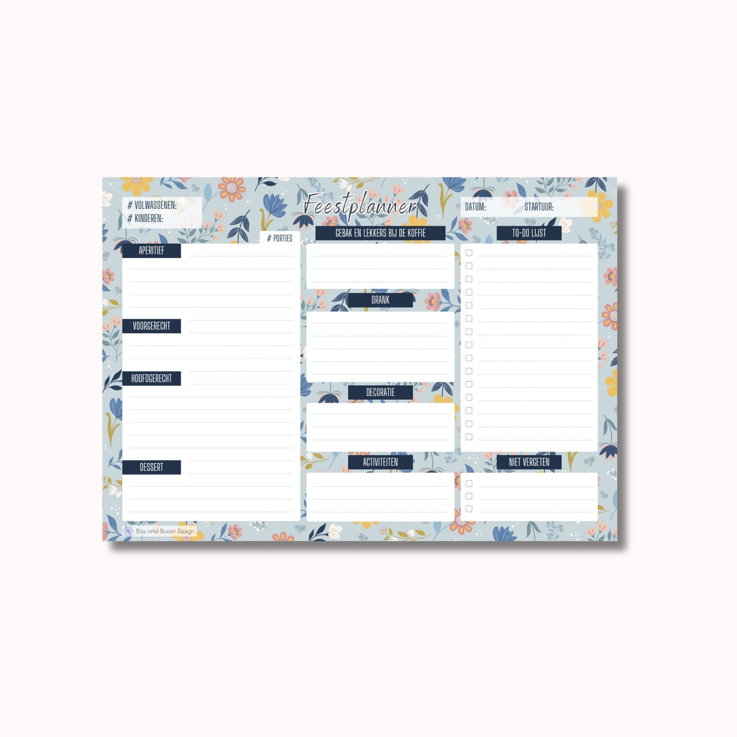 Feestplanner Sunny Petals Print