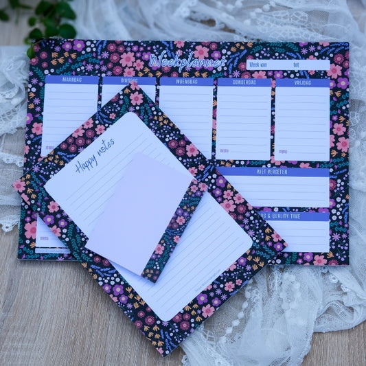 Paperloverset in Midnight Garden print (3 stuks)